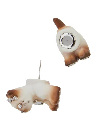 Yvmin Split Kitten Earrings In Brown