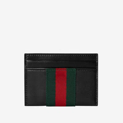 Gucci Logo Leather Card Holder In Black