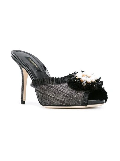 Shop Dolce & Gabbana Rosette Toe Peeptoes - 8b956 Dark Gray