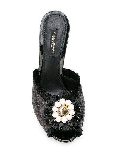 Shop Dolce & Gabbana Rosette Toe Peeptoes - 8b956 Dark Gray