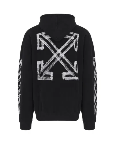 Off-white Motion Arrow Skate Black Cotton Hoodie With Distinctive Graphic Prints In Black
