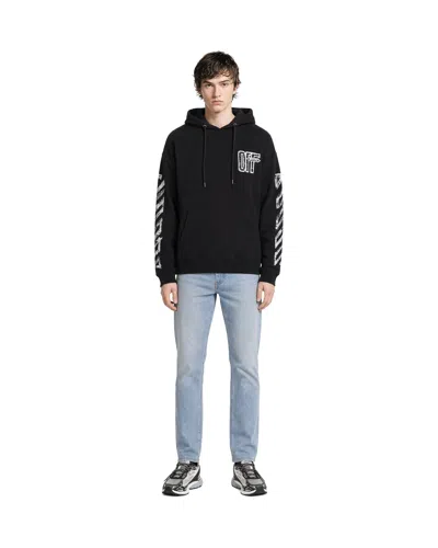 Off-white Motion Arrow Skate Black Cotton Hoodie With Distinctive Graphic Prints In Black