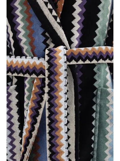 Missoni Zigzag Cotton Bathrobe In Multicolor