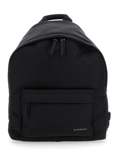 Givenchy Men Black Backpack With Adjustable Shoulder Straps And Logo On Front In Tech Fabric Man In Black