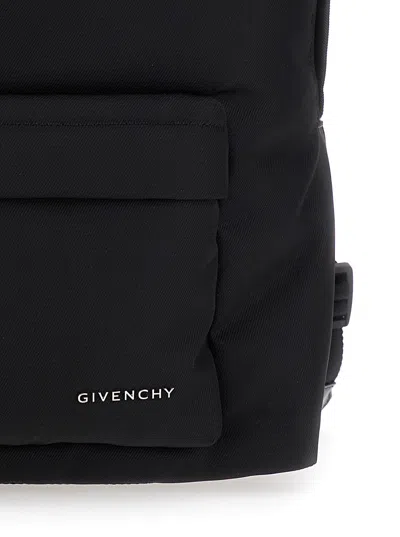 Givenchy Men Black Backpack With Adjustable Shoulder Straps And Logo On Front In Tech Fabric Man In Black