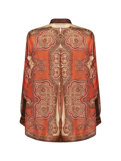 Zimmermann Tangerine Paisley-print Silk Habotai Mahon Dolman Shirt In Multi
