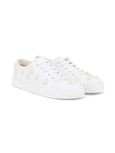 Shop Simone Rocha Bead Embellished Sneakers In White