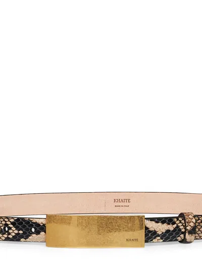 Khaite Python-embossed Leather Belt In Brown