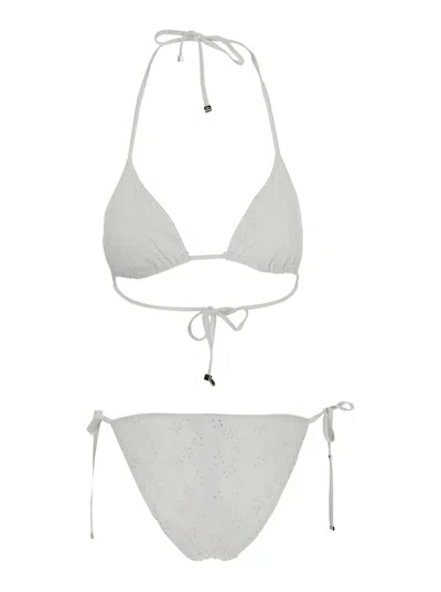 Dolce & Gabbana Embroidered Triangle Bikini In White