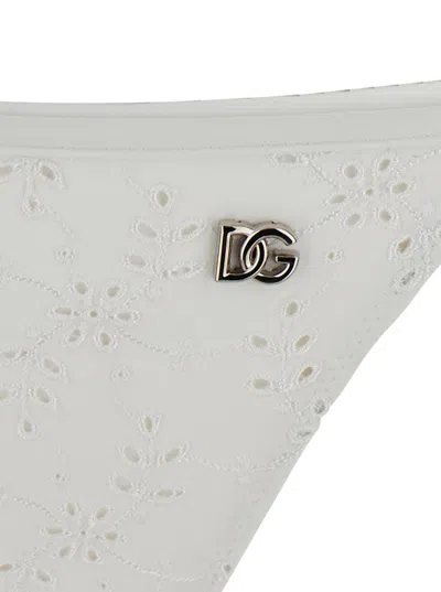 Dolce & Gabbana Embroidered Triangle Bikini In White