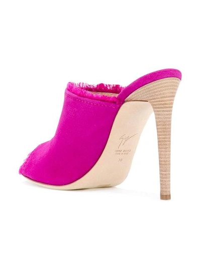 Shop Giuseppe Zanotti Frayed Stiletto Mules - Pink