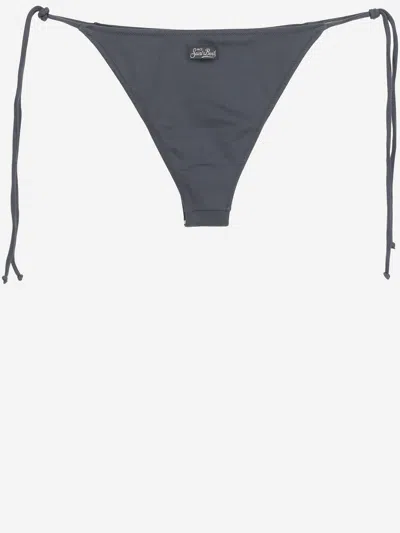 Mc2 Saint Barth Logo-print Adjustable Drawstring Bikini Bottom In Gray