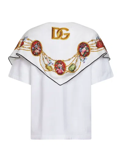 Dolce & Gabbana Silk Scarf Appliqué T-shirt In White