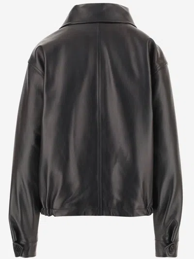 Darkpark Mabel Bomber Jacket With Double Leather Collar In Brown