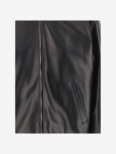 Darkpark Mabel Bomber Jacket With Double Leather Collar In Brown