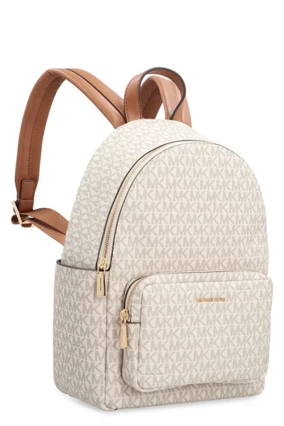 Michael Michael Kors Logo-print Jacquard Backpack In Beige