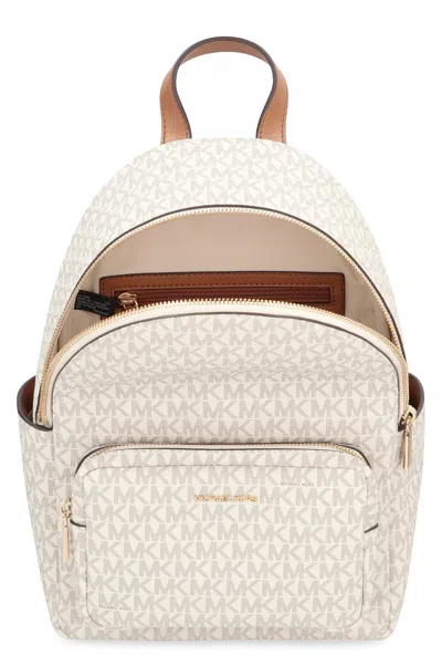 Michael Michael Kors Logo-print Jacquard Backpack In Beige