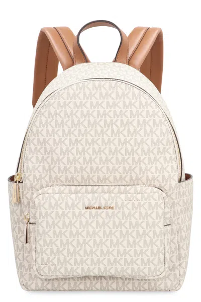 Michael Michael Kors Logo-print Jacquard Backpack In Beige