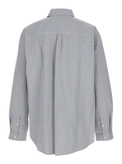 Erl Check Cotton Shirt In Gray