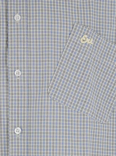 Erl Check Cotton Shirt In Gray