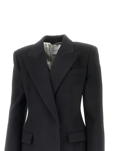 Givenchy Womens Regular-fit Double-breasted Wool Coat Black In Black