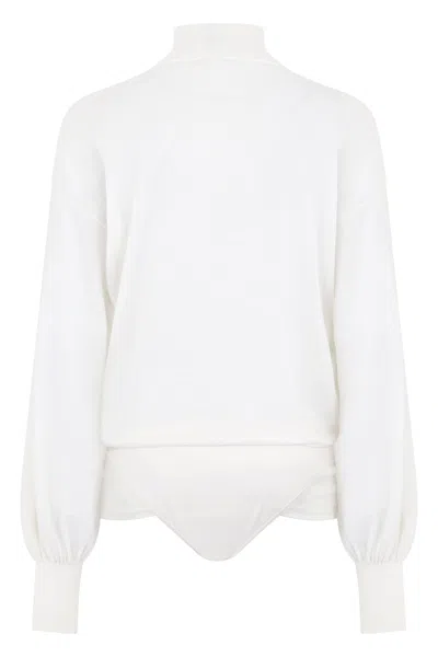 Alaïa Lamb Wool Mesh Bodysuit In White