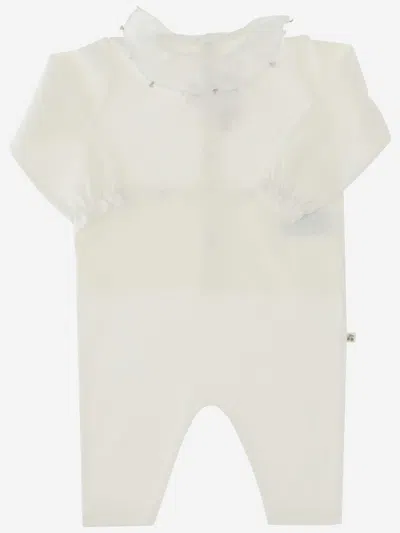 Bonpoint Embroidered-collar Cotton Romper In White