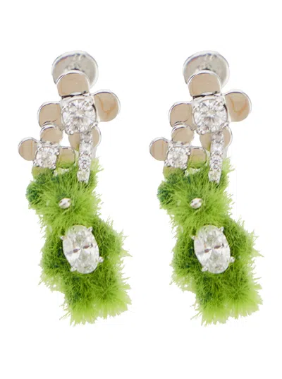Yvmin Grass Flower Bear Stud Earrings In Multi
