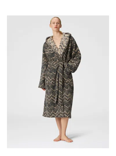 Missoni Home Chevron-patterned Hooded Bathrobe In Multi