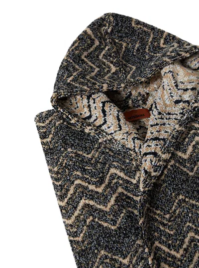 Missoni Home Chevron-patterned Hooded Bathrobe In Multi