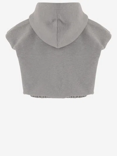 Fendi Hooded Sleeveless Top Drawstring Hem In Gray