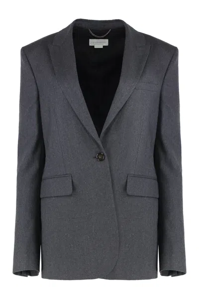 Stella Mccartney Single-breasted One-button Wool Jacket With Lapel Collar In Gray