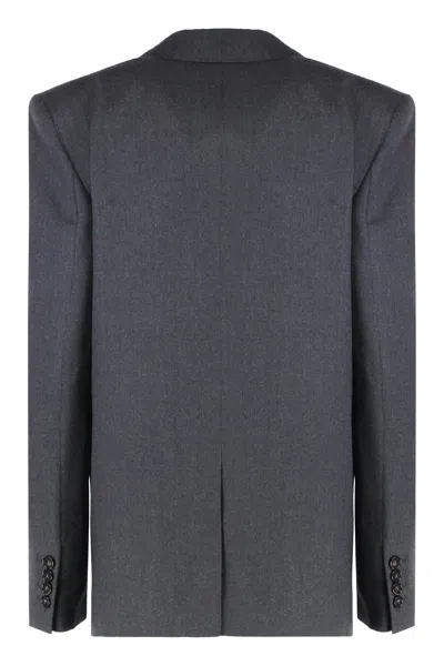 Stella Mccartney Single-breasted One-button Wool Jacket With Lapel Collar In Gray