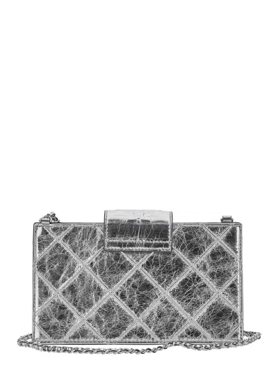 Tory Burch Fleming Mini Shoulder Bag In Silver