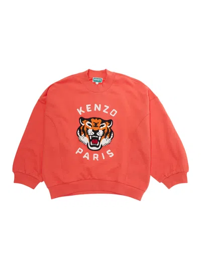 Kenzo Fleece Tiger In Orange