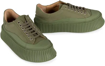 Jil Sander Canvas Platform Sneaker In Green