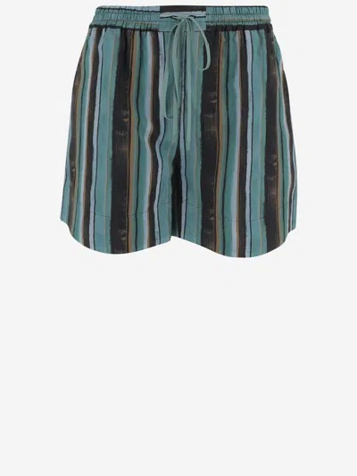 Pinko Chic Mini Shorts With Unique Stripe Print In Blue