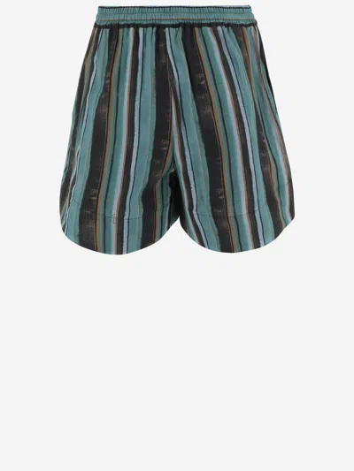 Pinko Chic Mini Shorts With Unique Stripe Print In Blue