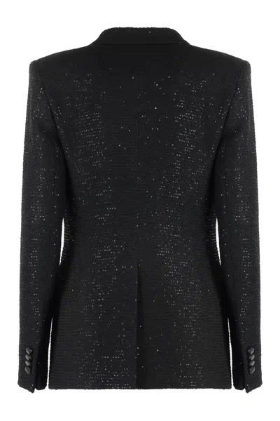 Tagliatore Sequin-embellished Virgin Wool Blazer In Black