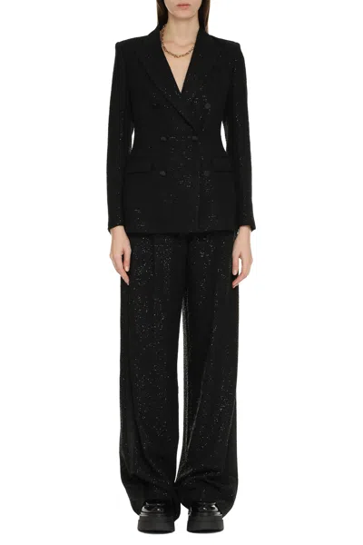 Tagliatore Sequin-embellished Virgin Wool Blazer In Black