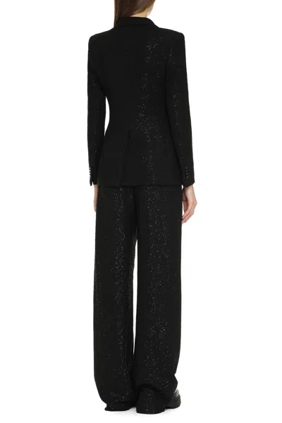 Tagliatore Sequin-embellished Virgin Wool Blazer In Black