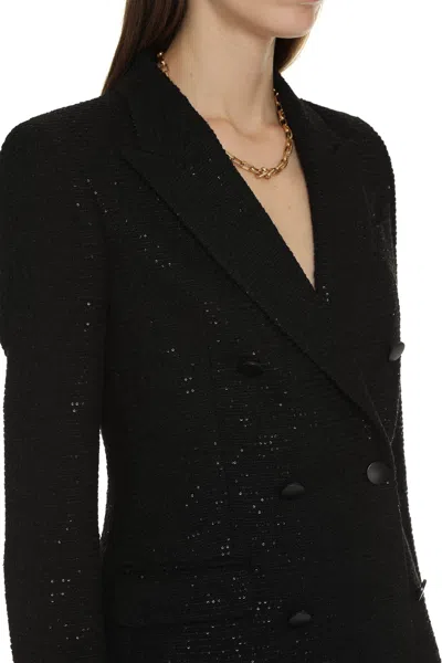 Tagliatore Sequin-embellished Virgin Wool Blazer In Black