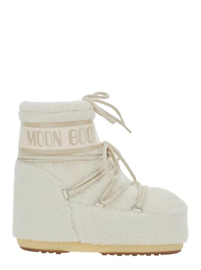 Moon Boot Shearling-effect Logo-print Snow Boots In White