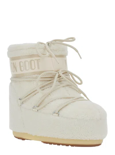 Moon Boot Shearling-effect Logo-print Snow Boots In White