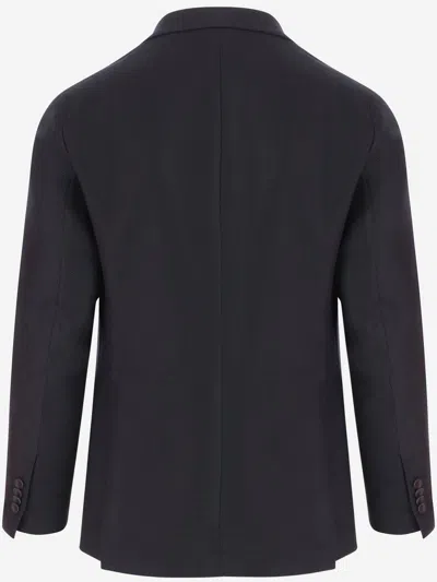 Tagliatore Single-breasted Stretch Wool Jacket In Blue