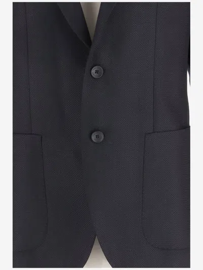 Tagliatore Single-breasted Stretch Wool Jacket In Blue