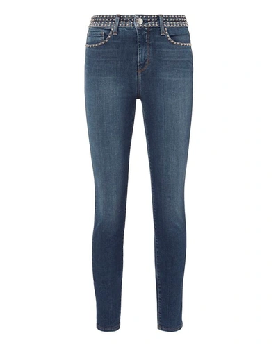 Shop L Agence Margot Studded High-rise Ankle Skinny Jeans