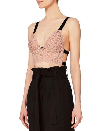 Shop Fleur Du Mal Blush Crochet Longline Bra