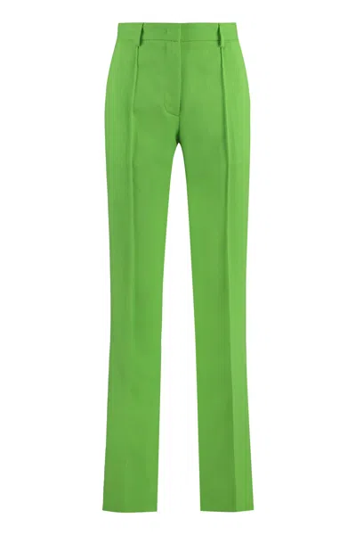 Msgm Flared Viscose Trousers In Green