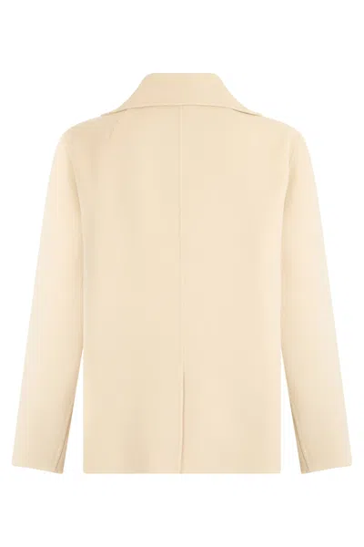 S Max Mara Double Breasted Wool Jacket Structured Cut In Neutral